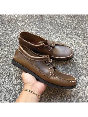 Quoddy Men's Blucher Low Top Moccasin Shoes Vibram Camp Soles Brown 8.5 EEE